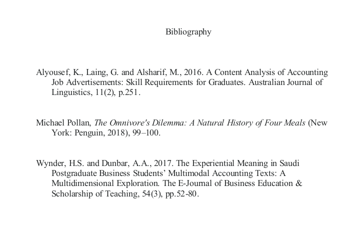 MYOB assignment chicago-style formatting-Bibliography