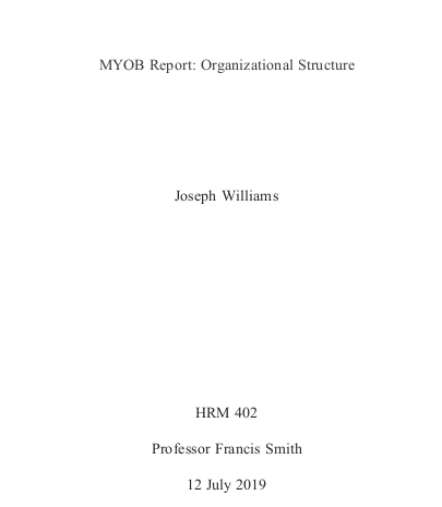 MYOB assignment chicago-style formatting structure-Cover Page
