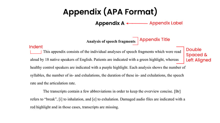 Appendises examples