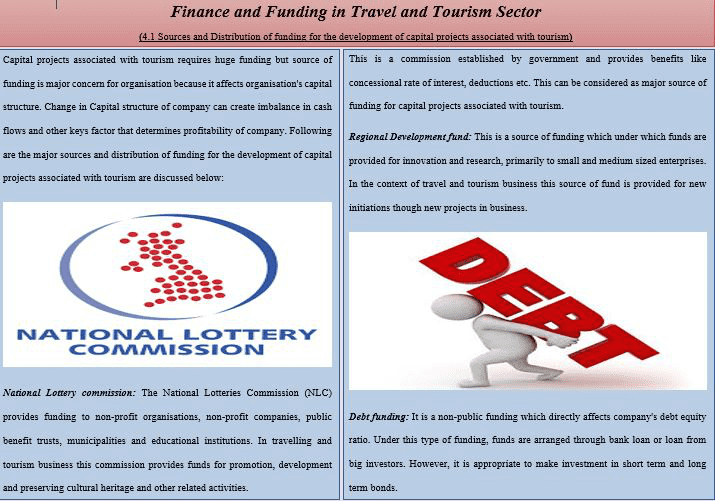 Sources and distribution of funding in tourism