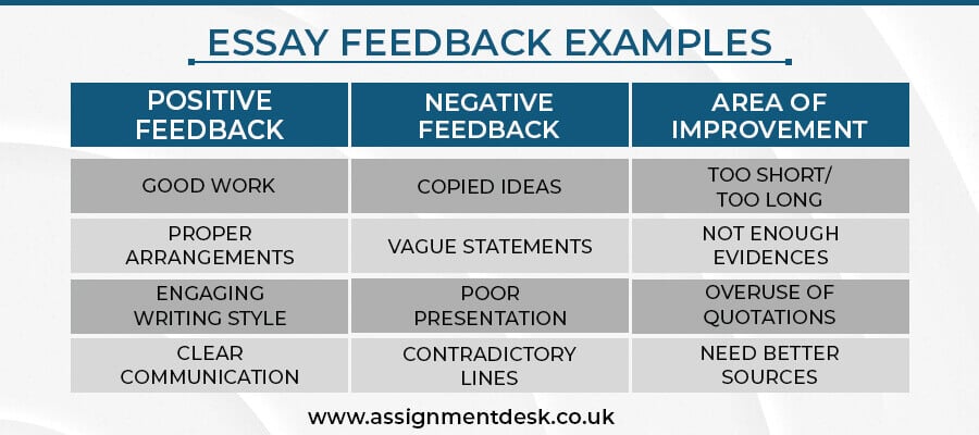 essay feedback examples