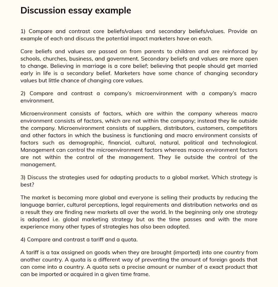Examples 2 of discussion essay